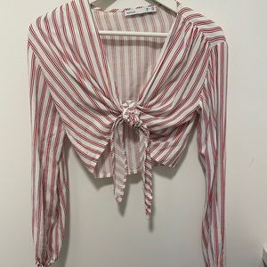 Lefties Stripe Crop Top - Size Small